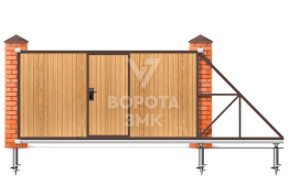 Деревянные ворота откатные 1980×2100 ЗМК-7709